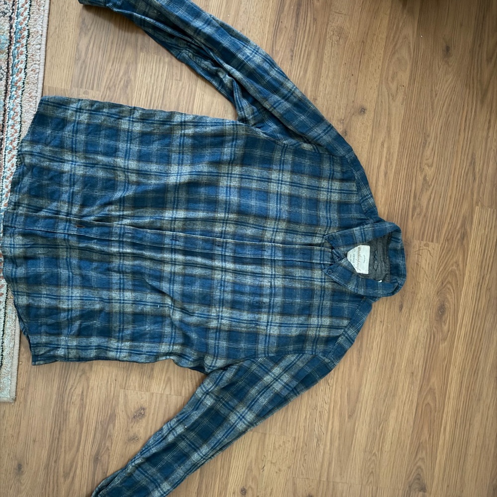 Weatherproof Blue and Gray Plaid Casual Button Down Shirt